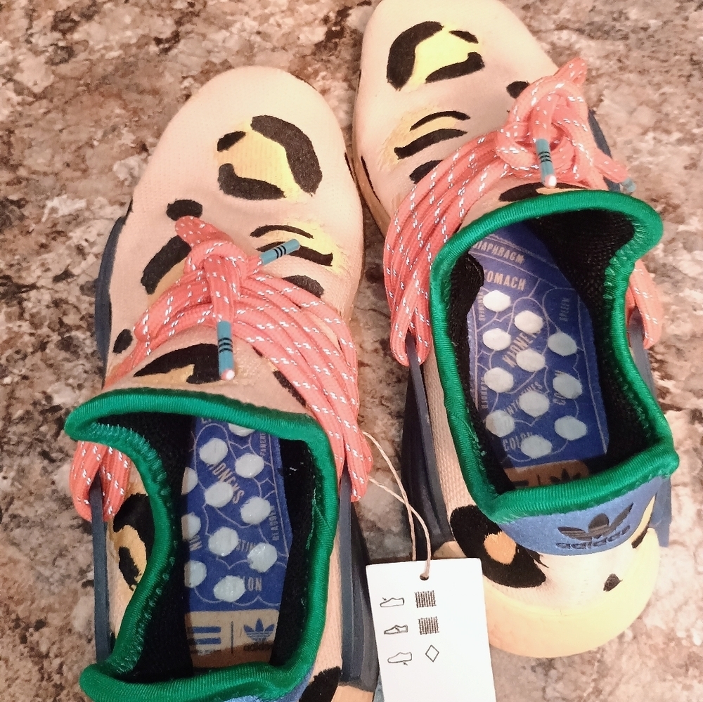 Adidas Pharrell Williams Human Race NMD Animal Print Peach & Orange Sneakers.nwt